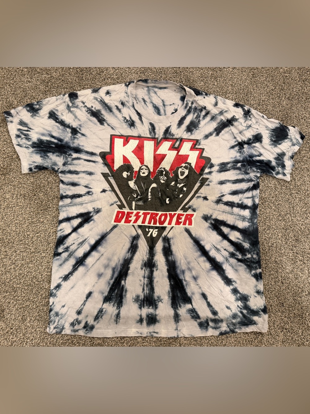 Vintage KISS Destroyer Tie-Dye Men’s XL T-Shirt Black & White 🎸